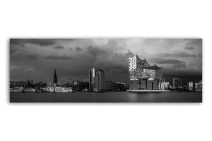 Elbphilharmonie Hamburg Leinwand Panorama schwarzweiß