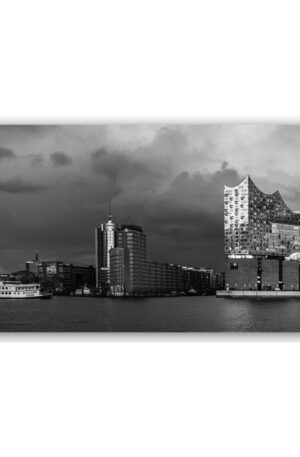 Elbphilharmonie Hamburg Leinwand Panorama schwarzweiß