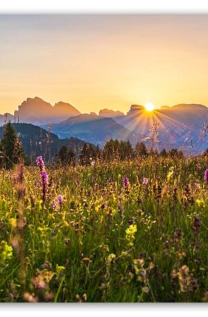 Sonnenaufgang Seiser Alm Wandbild Leinwand