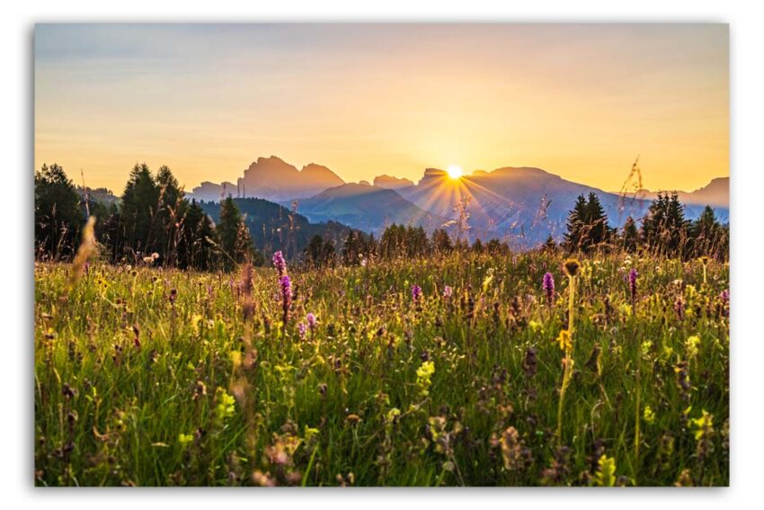 Sonnenaufgang Seiser Alm Wandbild Leinwand