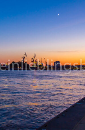 Sonnenuntergang an der Elbe in Hamburg Acryl Alu Dibond Leinwand
