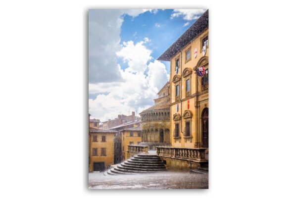 Regen in Arezzo (Piazza Grande) Acryl, Alu Dibond, Leinwand