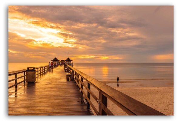 Naples Pier Florida auf Leinwand, Alu Dibond, Acryl