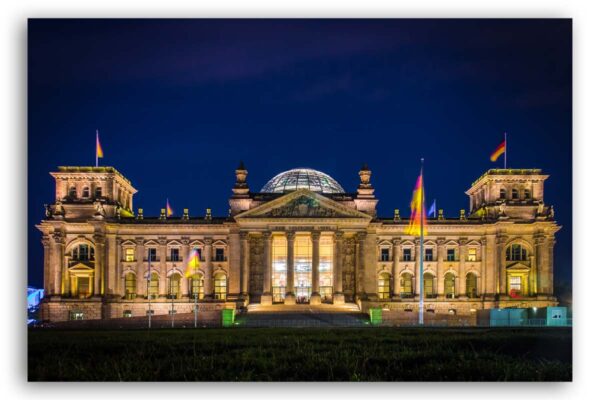 Acryl, Alu Dibond, Leinwand, Poster Berlin, Reichstag bei Nacht